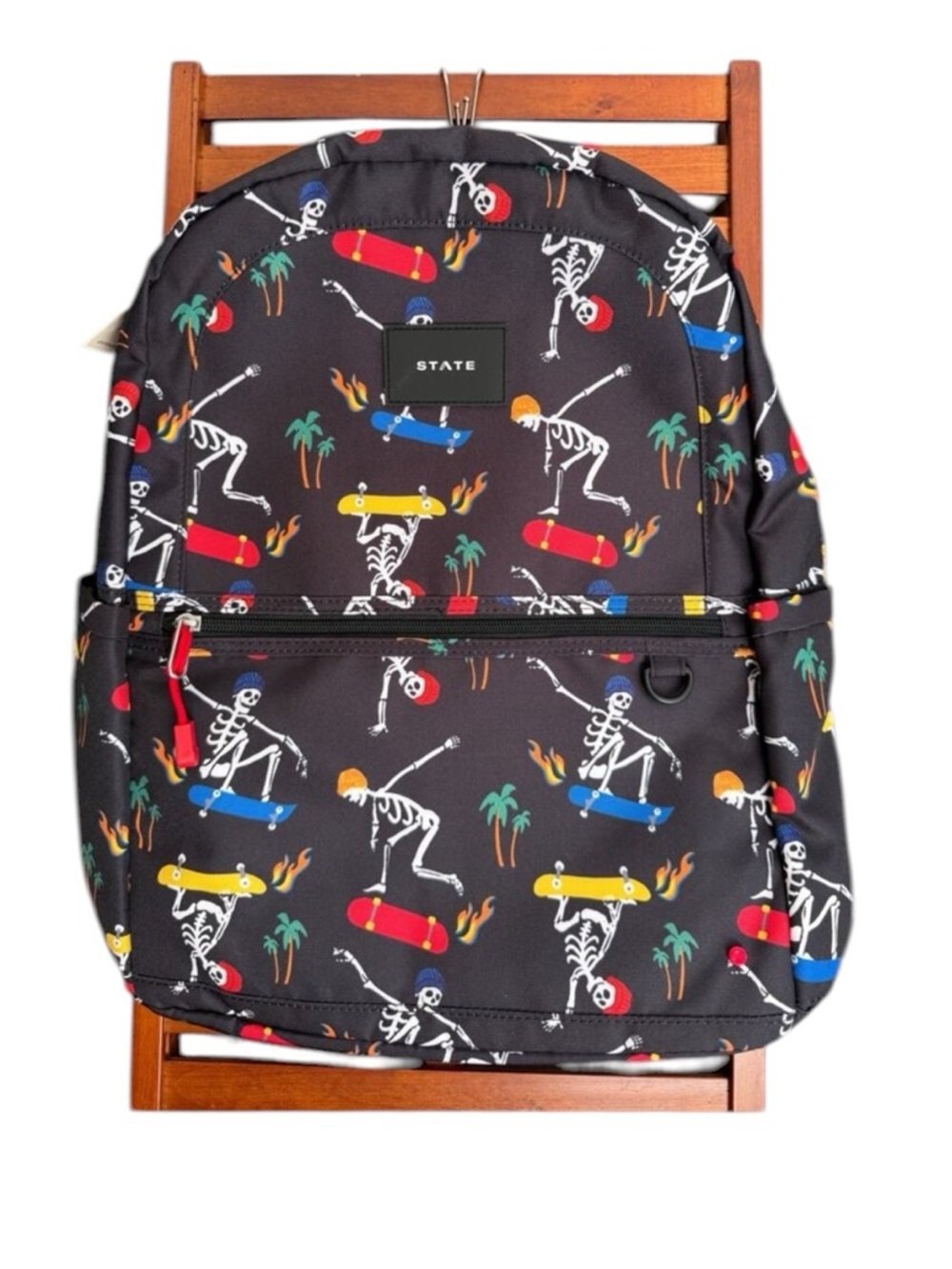 STATE Double Pocket Kane Kids Large Skeleton Skate Backpack Travel Bag | NWT